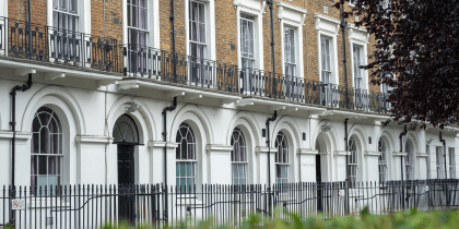 Upmarket Georgian London townhouses in Paddington area of central London